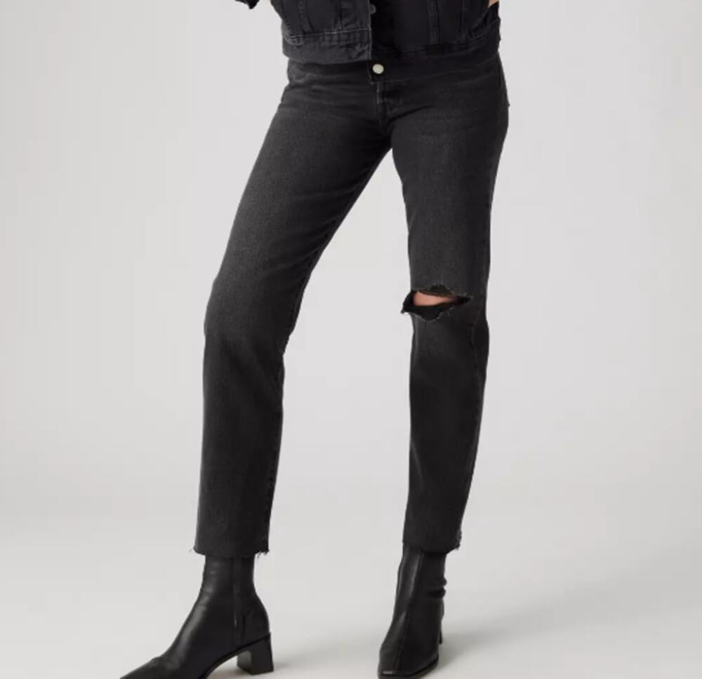 Levi's Wedgie Straight Black Gray Button Fly High Waisted Jeans Women's size 29
